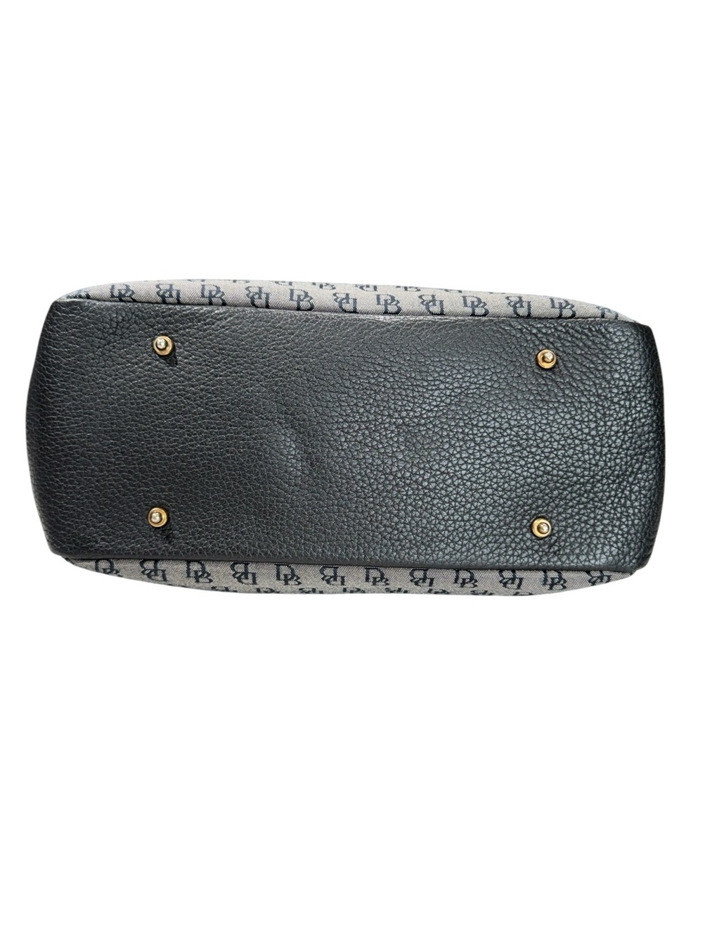 Dooney & Bourke Gray & Black Monogram Canvas Black Leather Trim Shoulder Bag - Picture 6 of 13